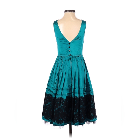 Peacock Green Silk & Lace Tracy Reece Dress Sz 6 - Picture 2 of 12